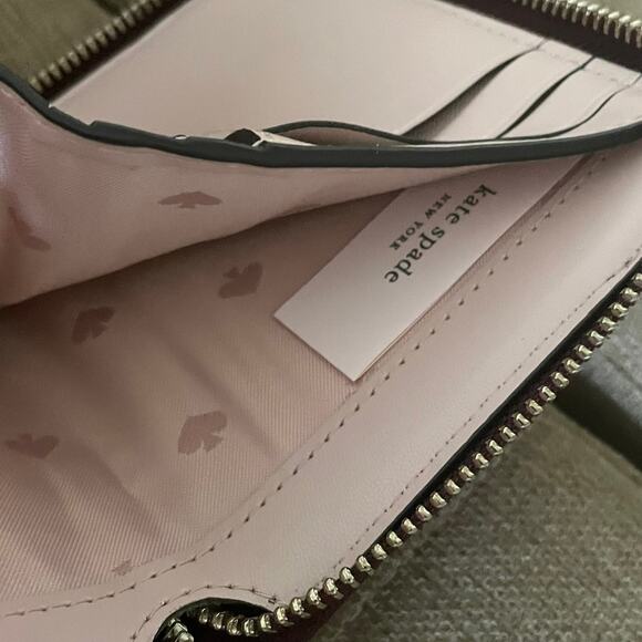 KATE SPADE WALLET ZIP AROUND PINK/MAROON KEY CHAIN VERSATILE AESTHETIC - Picture 5 of 8